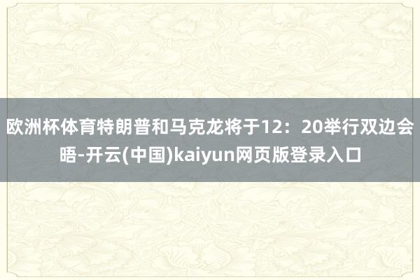 欧洲杯体育　　特朗普和马克龙将于12：20举行双边会晤-开云(中国)kaiyun网页版登录入口