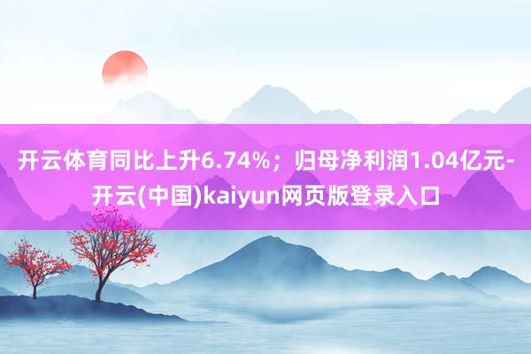 开云体育同比上升6.74%；归母净利润1.04亿元-开云(中国)kaiyun网页版登录入口