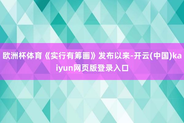 欧洲杯体育《实行有筹画》发布以来-开云(中国)kaiyun网页版登录入口