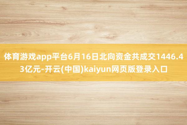 体育游戏app平台6月16日北向资金共成交1446.43亿元-开云(中国)kaiyun网页版登录入口
