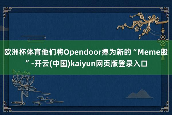 欧洲杯体育他们将Opendoor捧为新的“Meme股”-开云(中国)kaiyun网页版登录入口