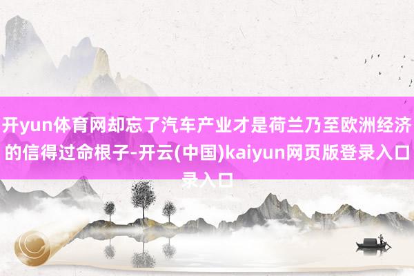 开yun体育网却忘了汽车产业才是荷兰乃至欧洲经济的信得过命根子-开云(中国)kaiyun网页版登录入口